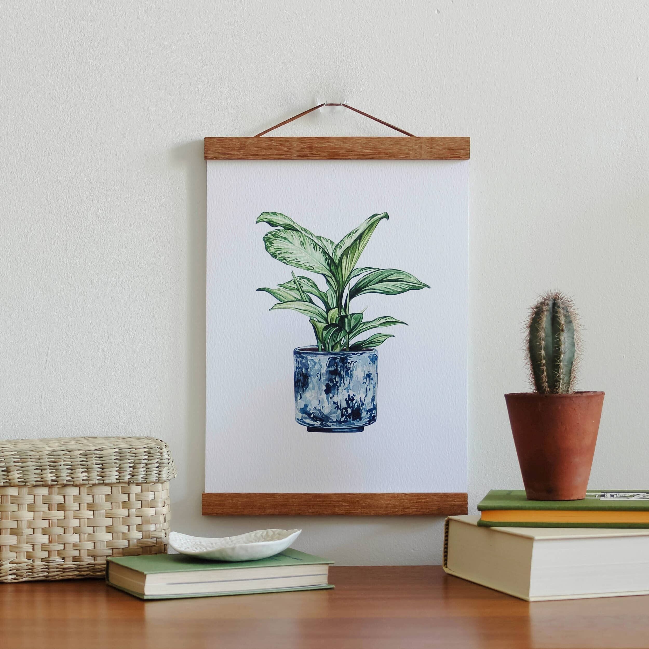 Acquerello Silver Bay House Plant A4 Wall Art Print