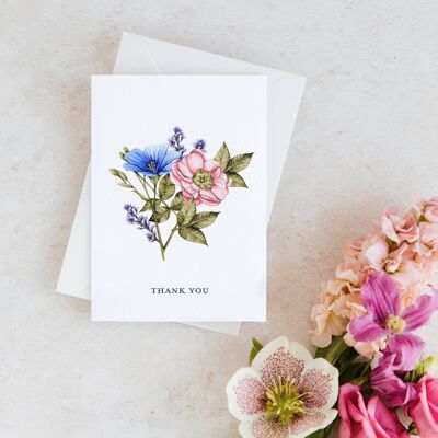 Blue Thank You Posie Greetings Card