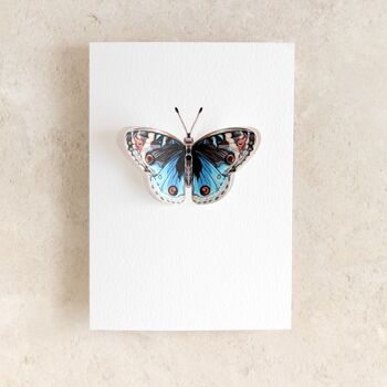 Carte de voeux aquarelle papillon bleu pansy pop out 2