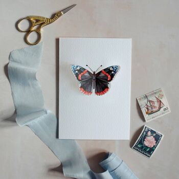 Carte de voeux aquarelle papillon Pop Out amiral rouge 1