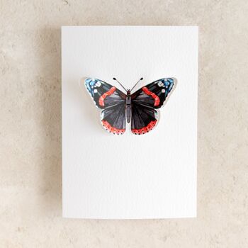 Carte de voeux aquarelle papillon Pop Out amiral rouge 2