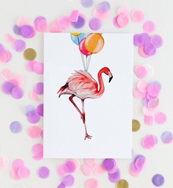 Carte de voeux flamant rose 1