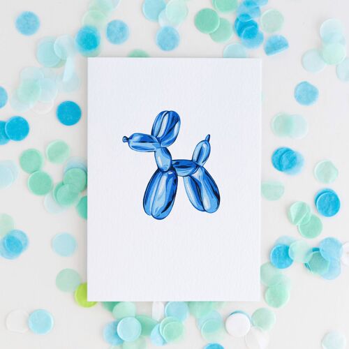 Blue Balloon Dog Greetings Card