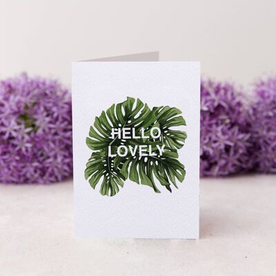 Tropical Monstera Leaf Watercolour Sustainable Greeting Card