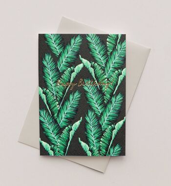 Carte de voeux de feuille d'aquarelle de feuilles de bananier tropical 2