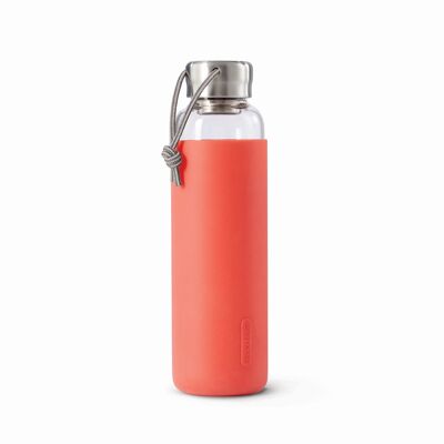 Glass water bottle, coral, 600 ml