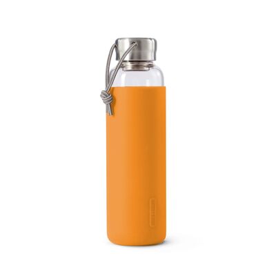 Glass water bottle, orange, 600 ml