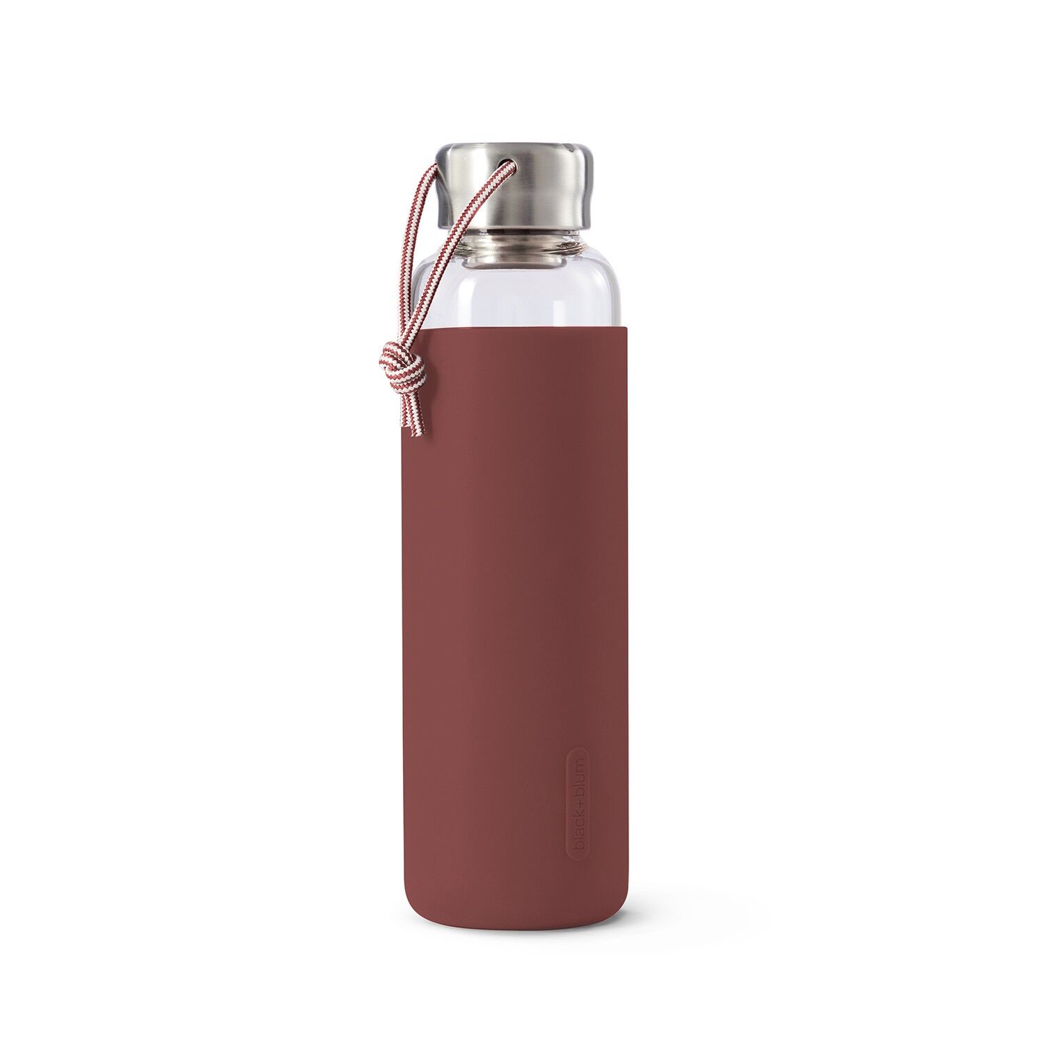 Glass water bottle, burgundy, 600 ml