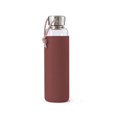 Glass water bottle, burgundy, 600 ml