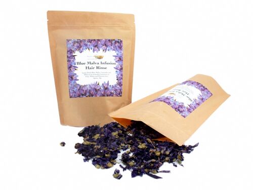Blue Malva Infusion Hair Rinse for Grey, White and Platinum Hair, Loose Dried Flowers 50g