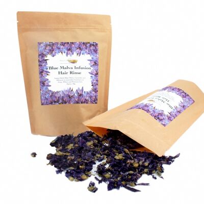 Blue Malva Infusion Hair Rinse for Grey, White and Platinum Hair, Loose Dried Flowers 50g