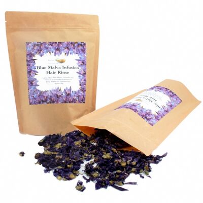 Blue Malva Infusion Hair Rinse for Grey, White and Platinum Hair, Loose Dried Flowers 50g