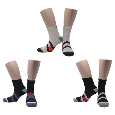 Socken aus gekämmter Chevron-Baumwolle (3 Paar) - Grau, Marineblau, Schwarz