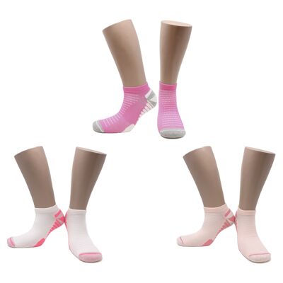 Microfiber Seamless Cycling Socks (3 pairs) - White, Salmon, Fuchsia