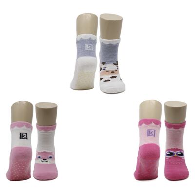 Girl's Combed Cotton Anti-Slip Socks (3 pairs)