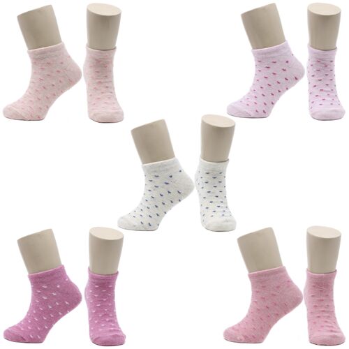 Socquettes Coeurs en Coton Peigné (5 paires)