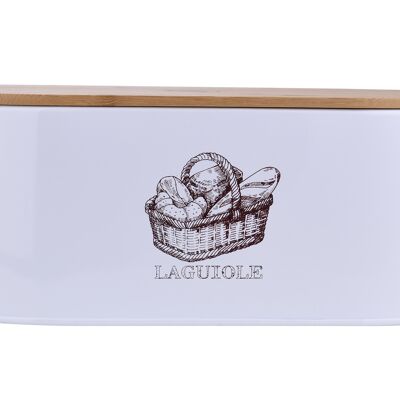 Bread trough in white metal and bamboo cover