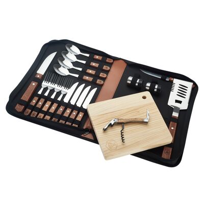 Caja picnic con utensilios y maletín 18 piezas