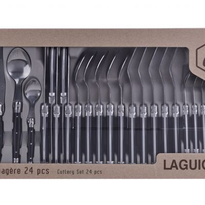 Laguiole cutlery set 24 pcs black and white