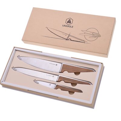 Caja de 3 cuchillos de bambú
