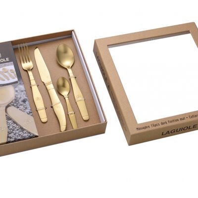 16 piece cutlery set in matte gold finish