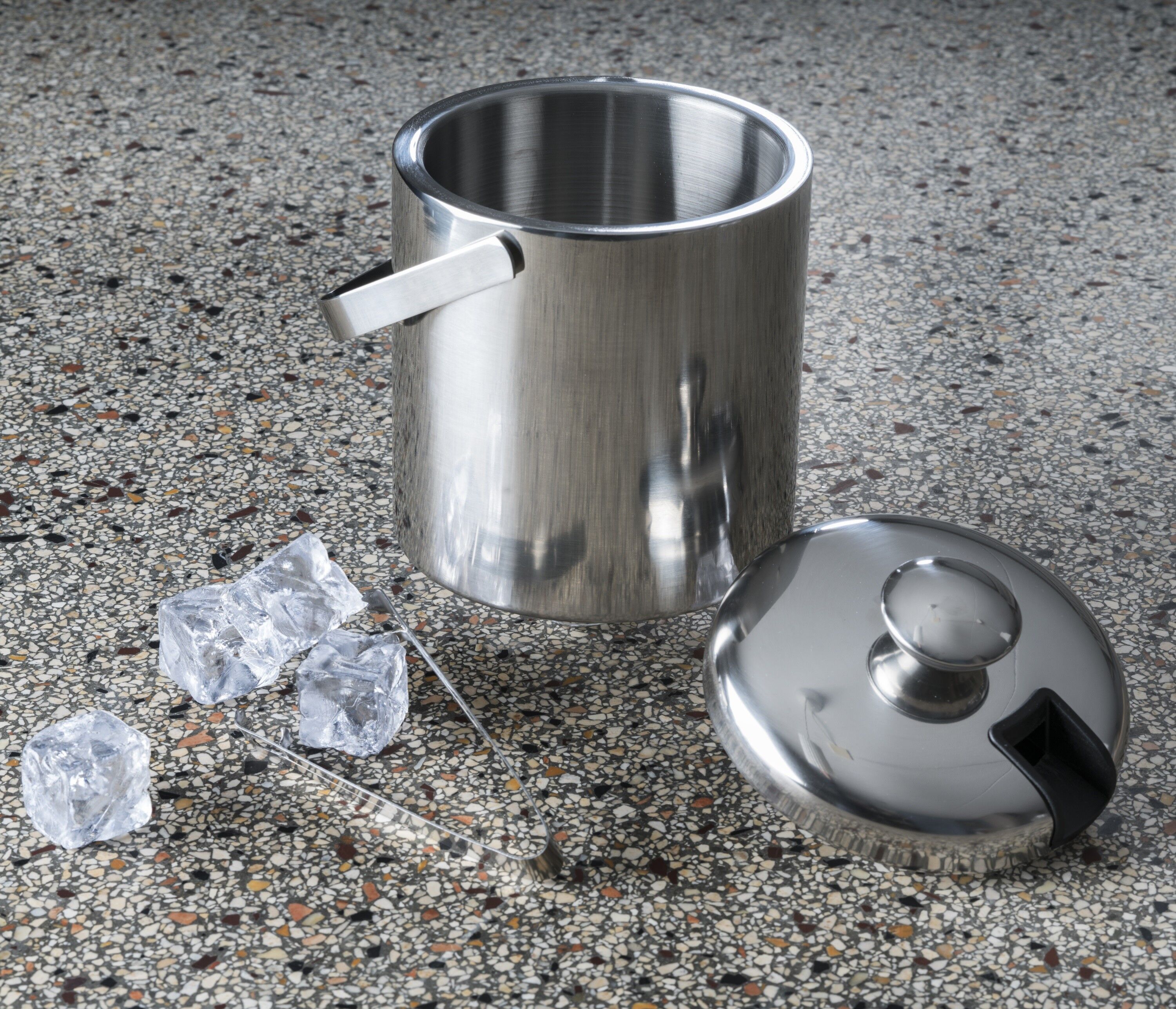 Stainless steel ice bucket with tongs - Weight: 750g - Laguiole