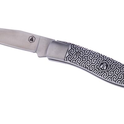 Folding knife with graphic decoration