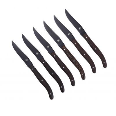 Box of 6 black blade steak knives