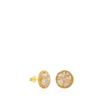 Grandes boucles d'oreilles en or avec perles en nacre blanche 1