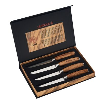 Set di 4 coltelli da tavola in legno d'ulivo