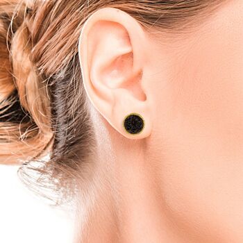 Grandes boucles d'oreilles en or Night avec nacre noire 2