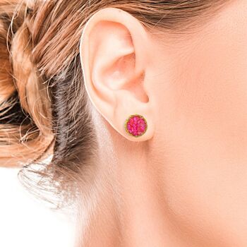 Grandes boucles d'oreilles Doll en or avec nacre rose 2