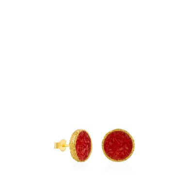 Boucles d'oreilles Love Large en or avec nacre rouge