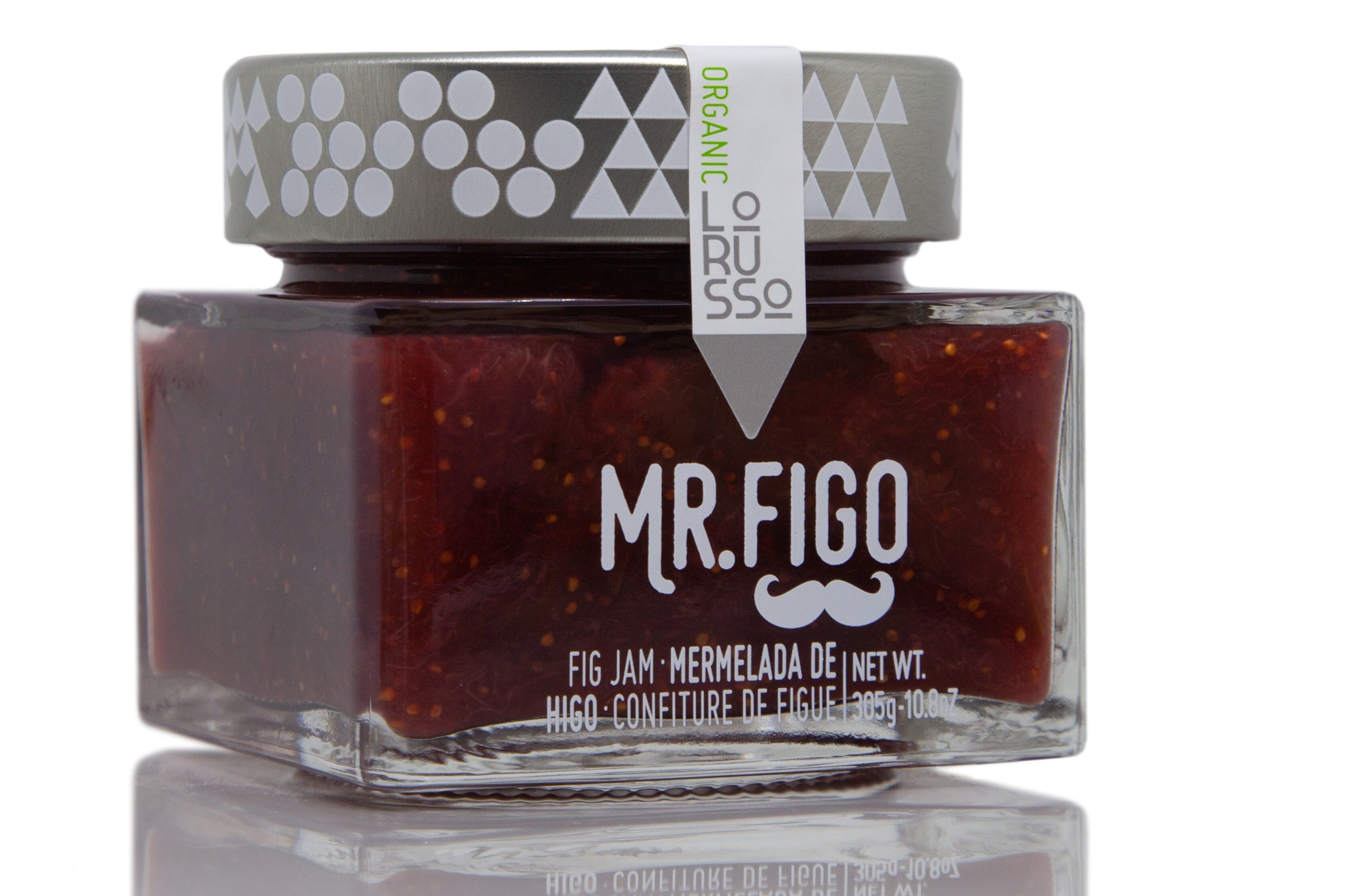 Confiture artisanale bio de figue 85% fruits 305g, teneur réduite en sucre.