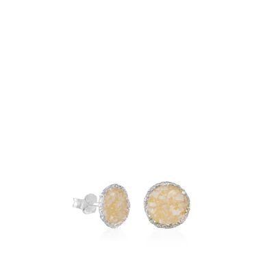 Large silver pearl stud earrings with white mother-of-pearl