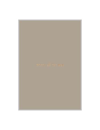 Carte postale de Noël MERRY ALL THE WAY, taupe 1