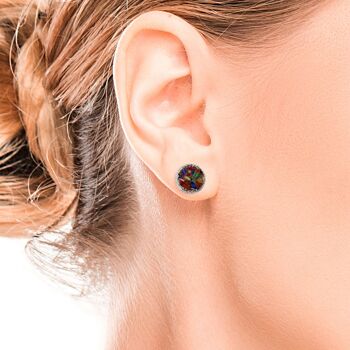 Boucles d'oreilles arc-en-ciel de taille moyenne en argent avec nacre multicolore 2