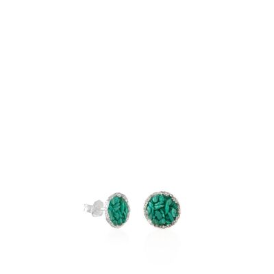 Medium silver Travel stud earrings with turquoise