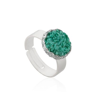 Bague de voyage en argent avec pierre turquoise