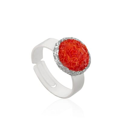 Love silver ring with red mother-of-pearl