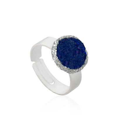 Klein silver ring with blue mother-of-pearl