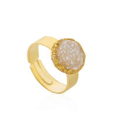 Pearl gold ring with white mother-of-pearl