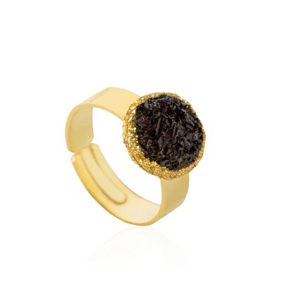 Gold Night ring with black mother-of-pearl
