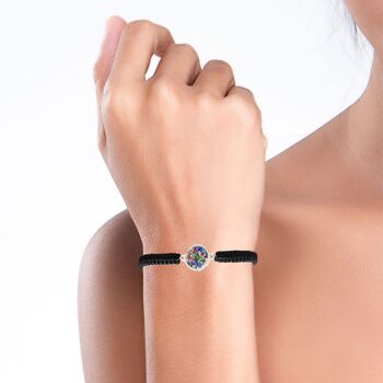 Cordon arc-en-ciel et bracelet en argent avec nacre multicolore 2