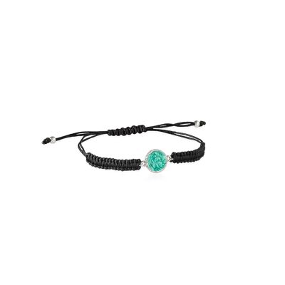 Pulsera con turquesa Travel en plata y cordón