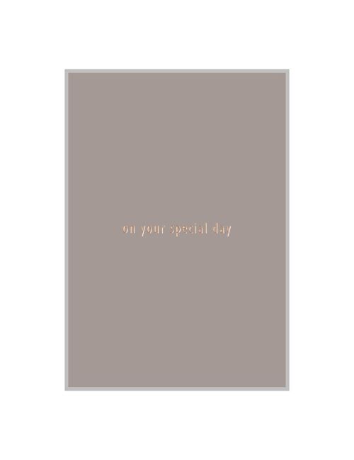 ON YOUR SPECIAL DAY postcard, praline