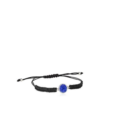 Bracelet en argent et cordon Klein avec nacre bleue