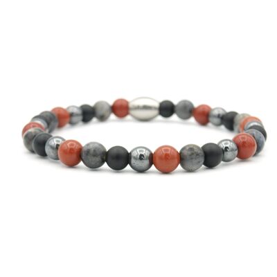 Armband Emaille-Mix rot/grau (6mm)