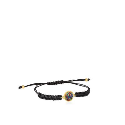 Bracelet cordon en or arc-en-ciel et nacre multicolore