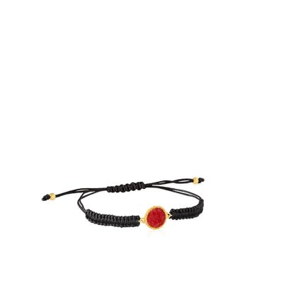 Love gold cord bracelet with red mother-of-pearl